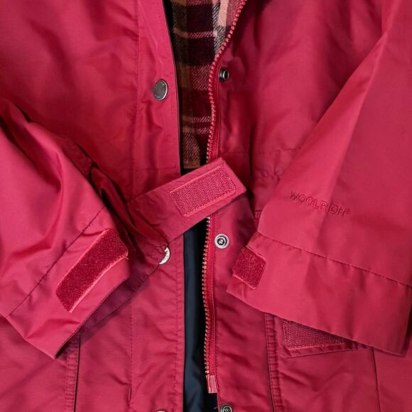 VTG Y2K Woolrich Nylon Field Chore Jacket Wool Lined Red Womens Size Medium - Picture 4 of 9